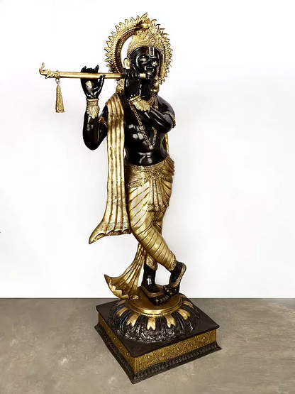 Brassaura® Brass Krishna Statue | Height 79 Inches & Weight 140 kg