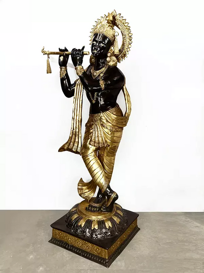 Brassaura® Brass Krishna Statue | Height 79 Inches & Weight 140 kg