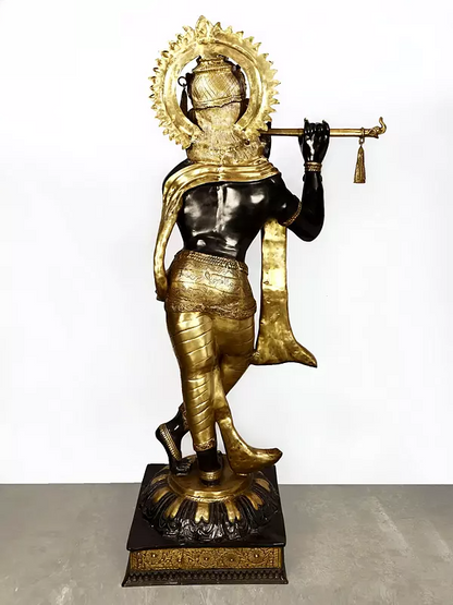 Brassaura® Brass Krishna Statue | Height 79 Inches & Weight 140 kg