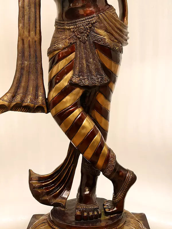 Brassaura® Brass Krishna Statue | Height 79 Inches & Weight 140 kg