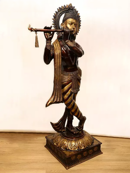 Brassaura® Brass Krishna Statue | Height 79 Inches & Weight 140 kg