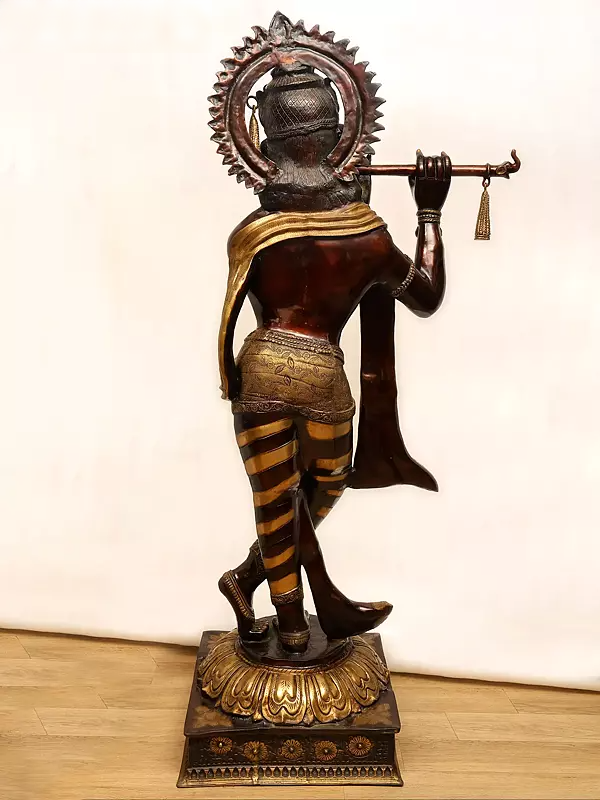 Brassaura® Brass Krishna Statue | Height 79 Inches & Weight 140 kg