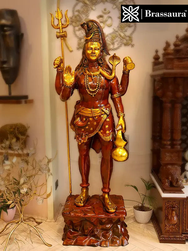 Brassaura® Brass Large Standing Shiva Statue | Height 91 Inches & Weight 185 kg