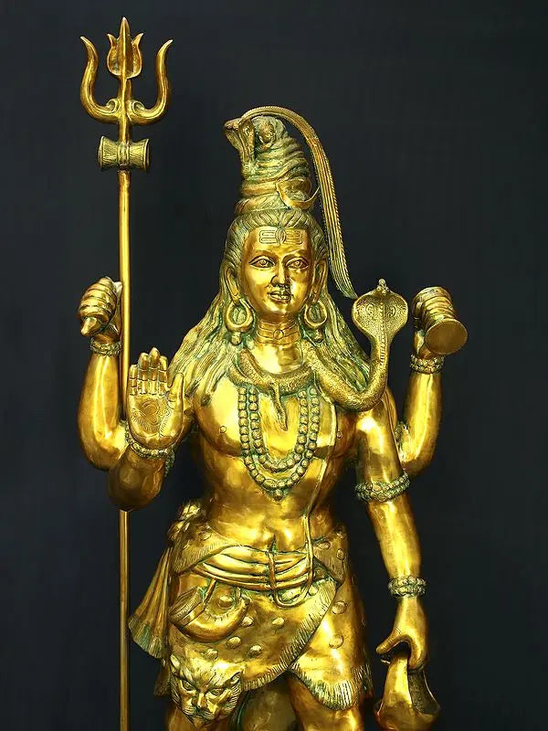 Brassaura® Brass Large Standing Shiva Statue | Height 91 Inches & Weight 186.46 kg