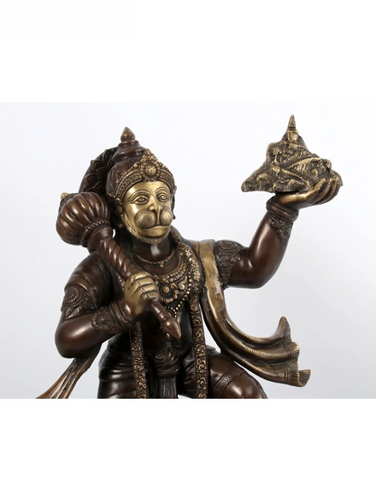 Brassaura®Lord Hanuman Carrying Sanjeevani Parvat | Brass Statue | Height 26.97 Inches & Weight 25.71 kgs