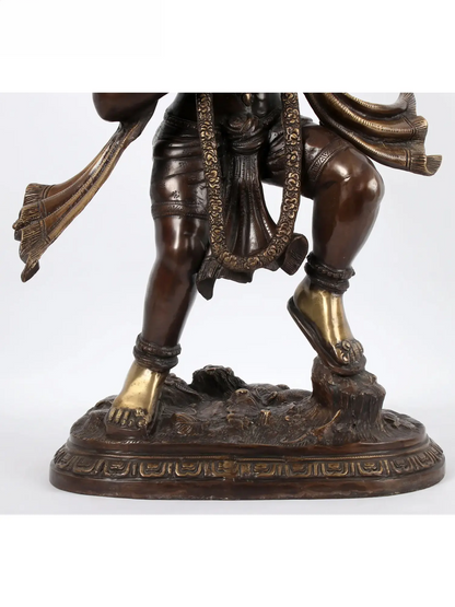 Brassaura®Lord Hanuman Carrying Sanjeevani Parvat | Brass Statue | Height 26.97 Inches & Weight 25.71 kgs