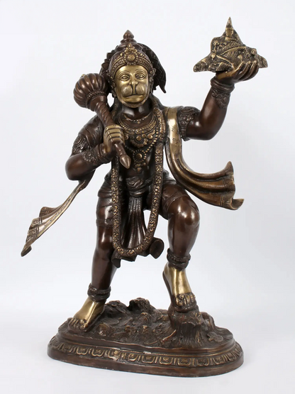 Brassaura®Lord Hanuman Carrying Sanjeevani Parvat | Brass Statue | Height 26.97 Inches & Weight 25.71 kgs