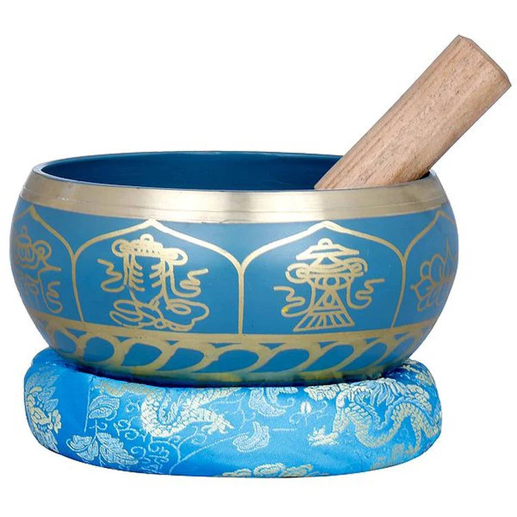 Brassaura® Brass Double Dorje & Ashtamangala Singing Bowl | Height 8 CM