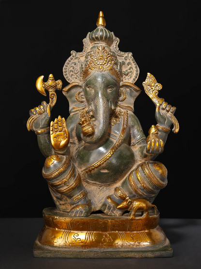 Brassaura™ Brass Ganesha Statue | Height 16 Inches & Weight 11.78 kgs