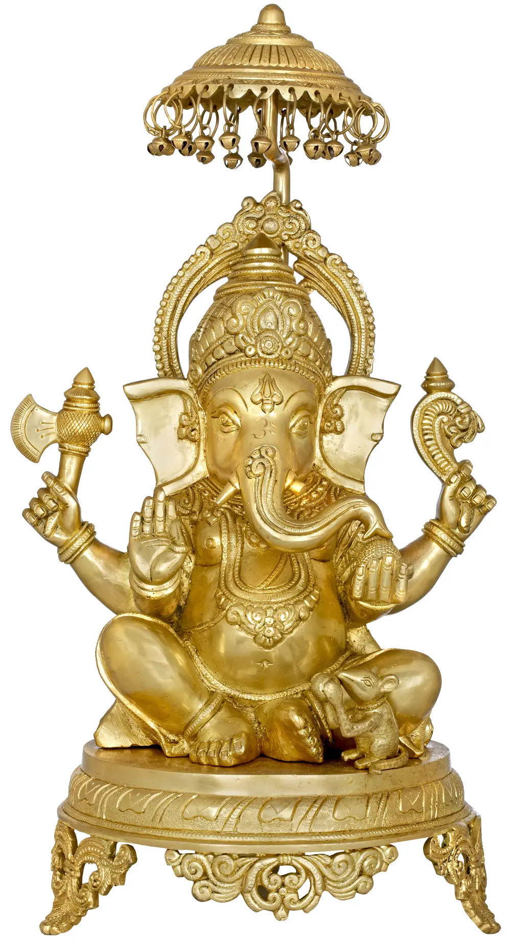 Brassaura™ Large Brass Ganesha Idol for Home Temple & Entrance Decor | 21 Inches | 13.60 kgs