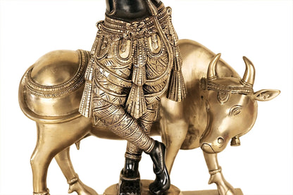 Brassaura® Brass Krishna Statue with Inlay Work | Height 25.59 Inches & Weight 25.20 kg