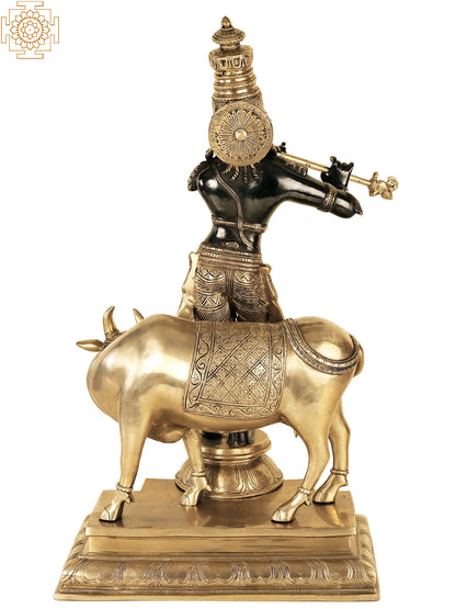 Brassaura® Brass Krishna Statue with Inlay Work | Height 25.59 Inches & Weight 25.20 kg