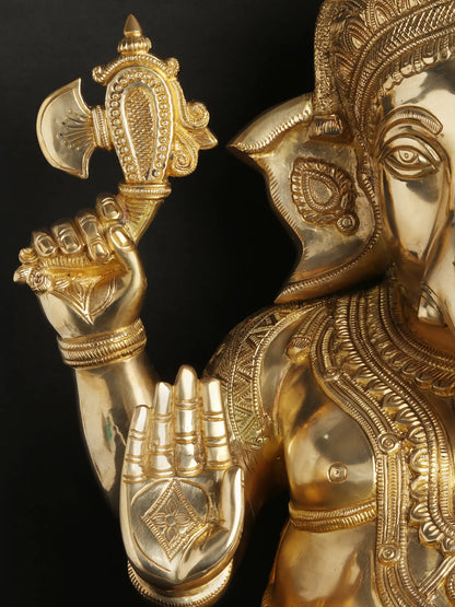 Brassaura® Royal Seated Ganesha Brass Statue | Height 21.06 Inches & Weight 24 kgs