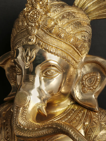 Brassaura® Royal Seated Ganesha Brass Statue | Height 21.06 Inches & Weight 24 kgs
