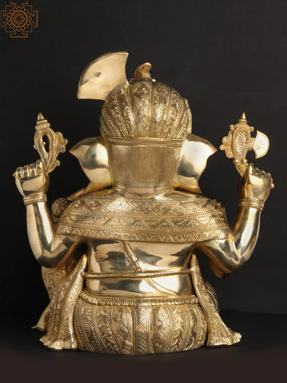 Brassaura® Royal Seated Ganesha Brass Statue | Height 21.06 Inches & Weight 24 kgs