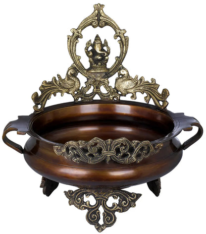Brassaura™ Brass Ganesh Urli Bowl for Entrance & Festive Decor | 14 Inches | 7 kgs
