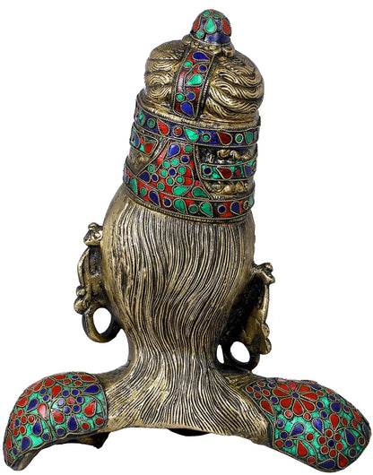 Brassaura® Devi Parvati Brass Bust with Meenakari Inlay Work | Height 12 Inches & Weight 6.30 kgs
