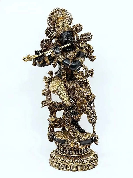 Brassaura® Brass Krishna Statue | Height 43 Inches & Weight 77 kg