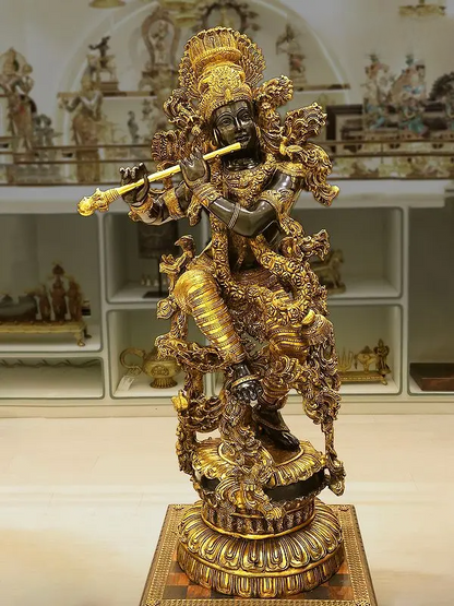 Brassaura® Brass Krishna Statue | Height 43 Inches & Weight 77 kg