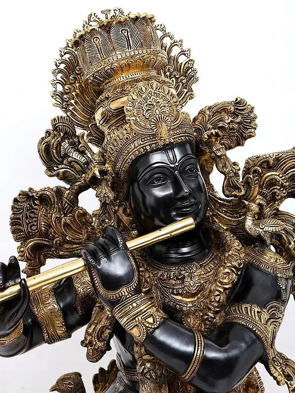 Brassaura® Brass Krishna Statue | Height 43 Inches & Weight 77 kg
