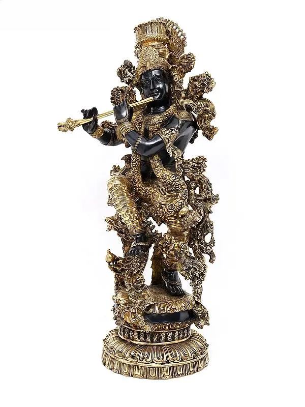 Brassaura® Brass Krishna Statue | Height 43 Inches & Weight 77 kg