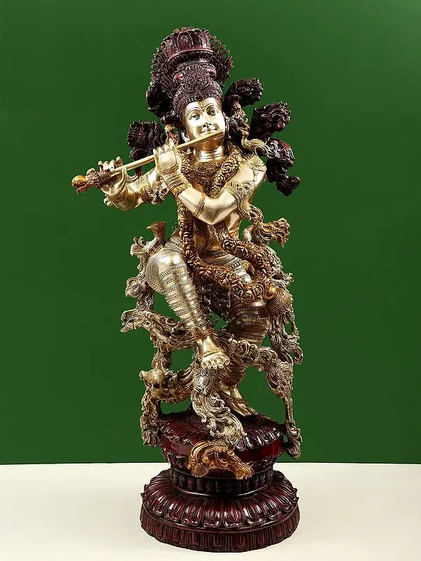 Brassaura® Brass Krishna Statue | Height 43 Inches & Weight 77 kg