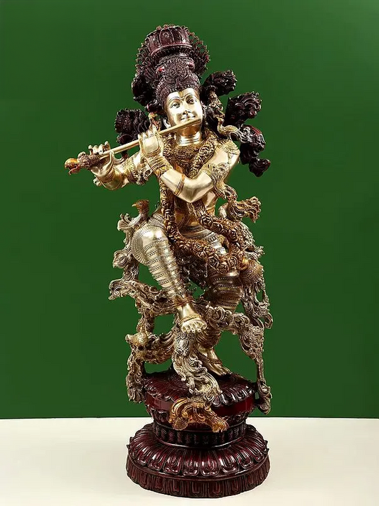 Brassaura® Brass Krishna Statue | Height 43 Inches & Weight 77 kg