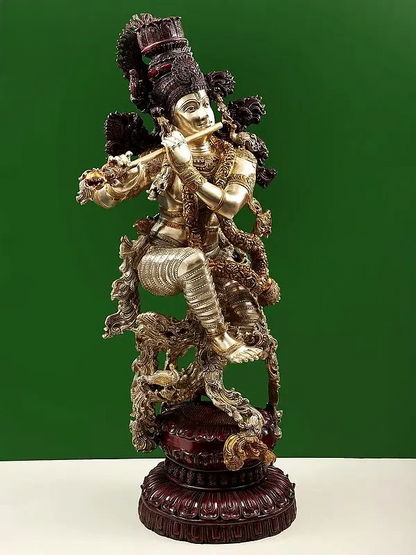 Brassaura® Brass Krishna Statue | Height 43 Inches & Weight 77 kg