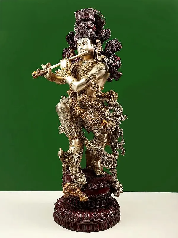 Brassaura® Brass Krishna Statue | Height 43 Inches & Weight 77 kg