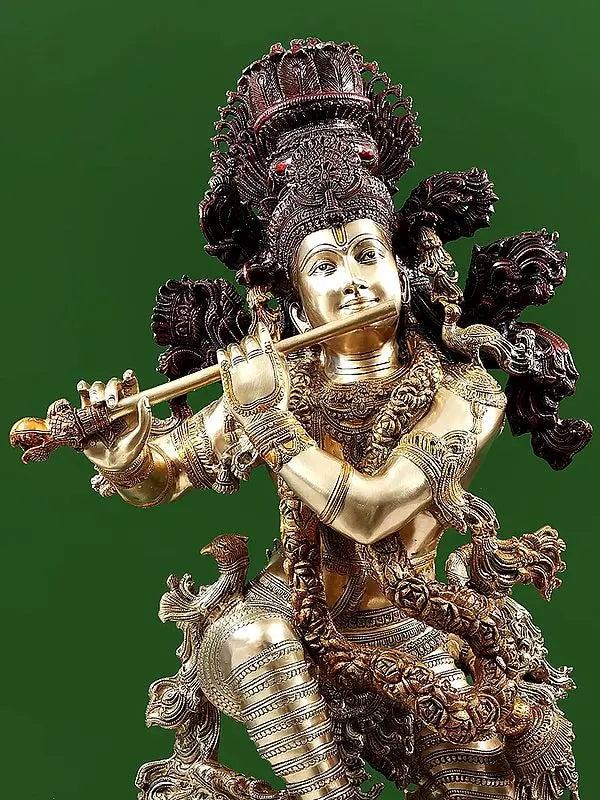 Brassaura® Brass Krishna Statue | Height 43 Inches & Weight 77 kg