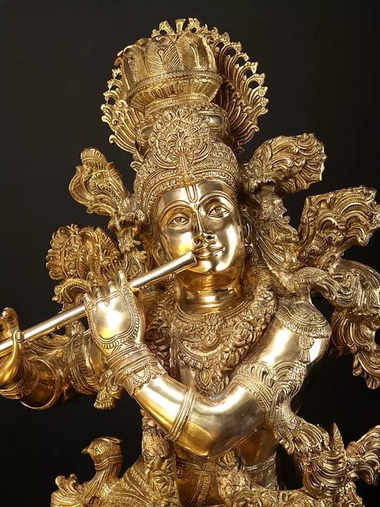 Brassaura® Brass Krishna Statue | Height 43 Inches & Weight 77 kg