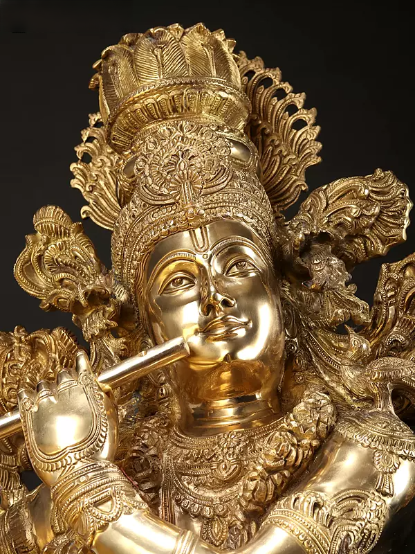 Brassaura® Brass Krishna Statue | Height 43 Inches & Weight 77 kg