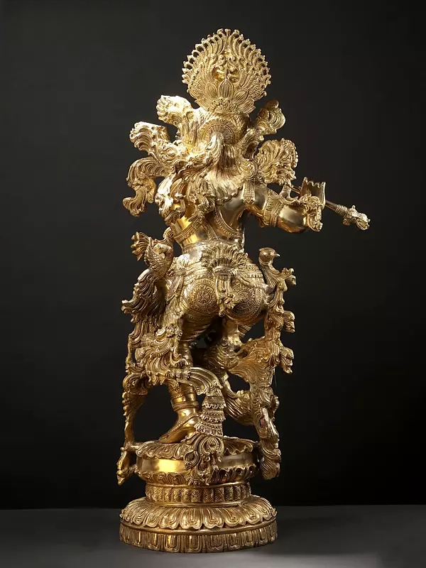 Brassaura® Brass Krishna Statue | Height 43 Inches & Weight 77 kg