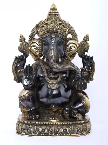 Brassaura™ Brass Ganesha Statue | Height 19 Inches & Weight 21.50 kgs