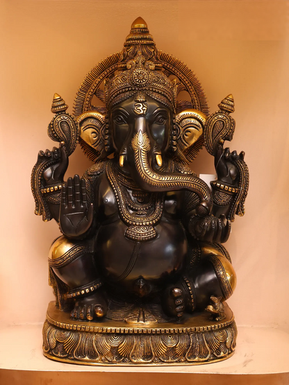 Brassaura™ Brass Ganesha Statue | Height 19 Inches & Weight 20 kgs