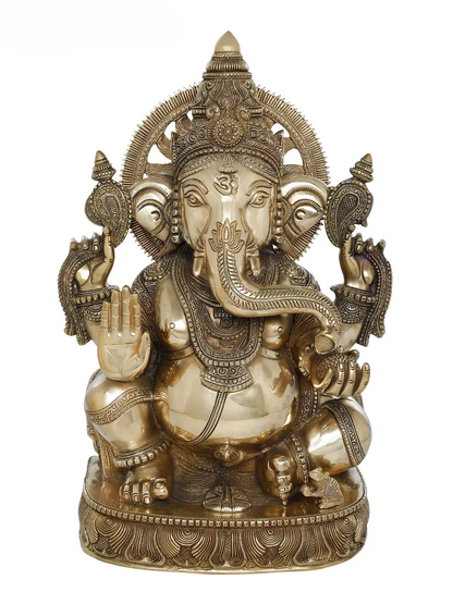 Brassaura™ Brass Ganesha Statue | Height 19 Inches & Weight 21.50 kgs