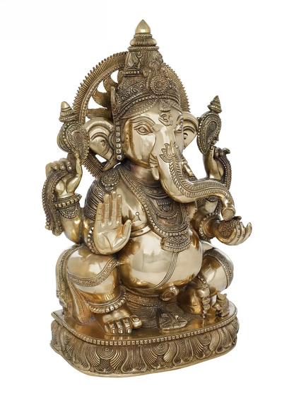 Brassaura™ Brass Ganesha Statue | Height 19 Inches & Weight 21.50 kgs