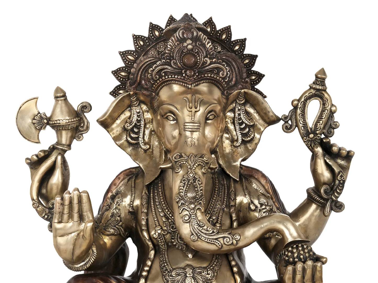 Brassaura™ Grand Seated Ganesha Idol with Ornate Detailing | Height 31 Inches & Weight 67.50 kgs