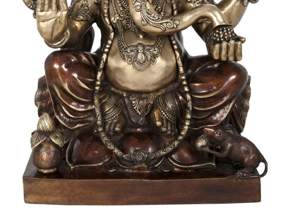 Brassaura™ Grand Seated Ganesha Idol with Ornate Detailing | Height 31 Inches & Weight 67.50 kgs