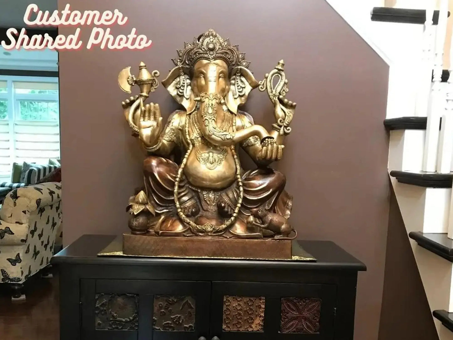Brassaura™ Grand Seated Ganesha Idol with Ornate Detailing | Height 31 Inches & Weight 67.50 kgs