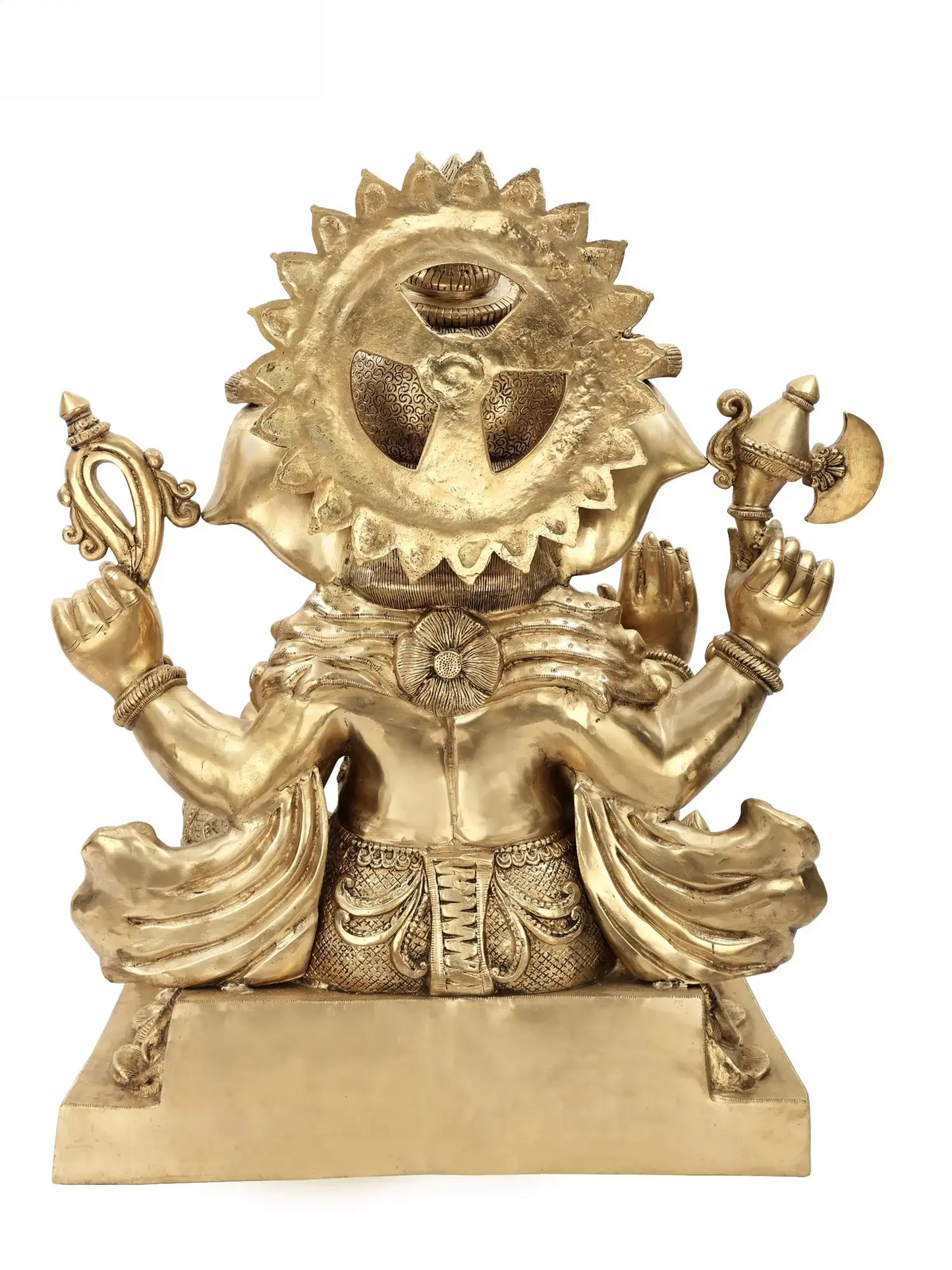 Brassaura™  Large Brass Ganesha Idol for Temple & Grand Entrance Decor | 32 Inches | 69.50 kgs
