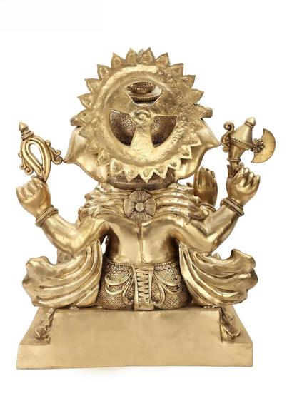 Brassaura™  Large Brass Ganesha Idol for Temple & Grand Entrance Decor | 32 Inches | 69.50 kgs