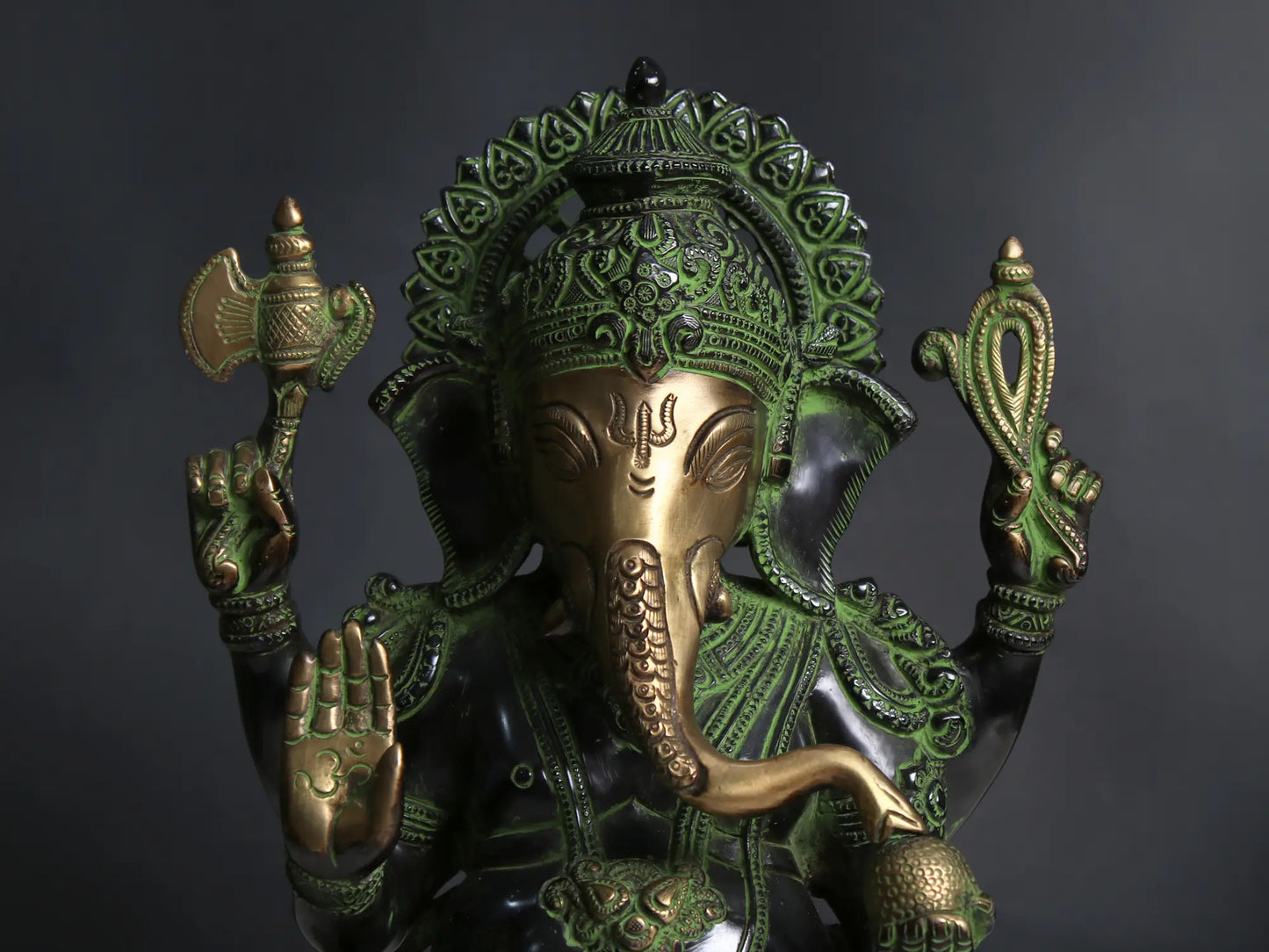 Brassaura™ Pure Brass Ganesha Idol for Home Temple & Pooja Room Decor | 12 Inches | 6.70 kgs