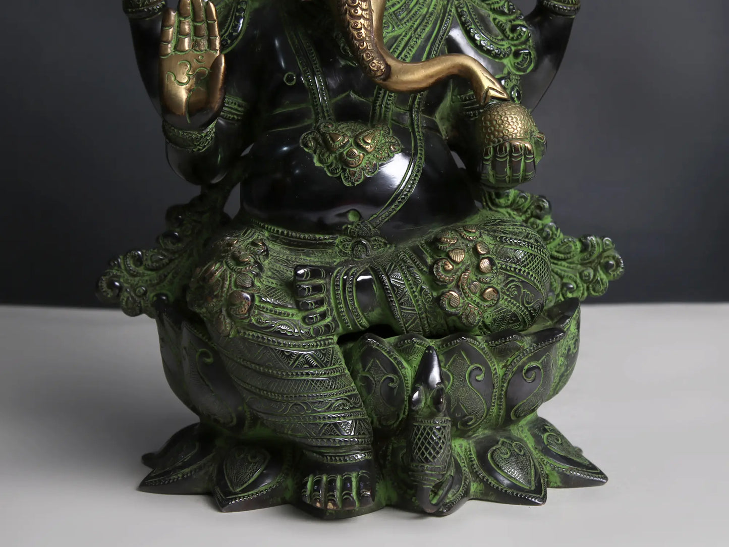 Brassaura™ Pure Brass Ganesha Idol for Home Temple & Pooja Room Decor | 12 Inches | 6.70 kgs