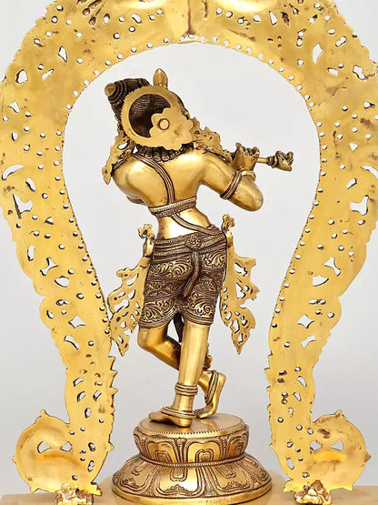 Brassaura® Brass Krishna Statue | Height 31 Inches & Weight 20.32 kg