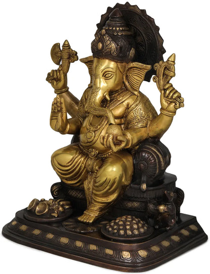 Brassaura™ Brass Ganesha Statue | Height 17 Inches & Weight 22.30 kgs