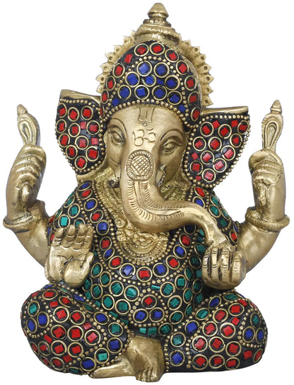 Brassaura™ Brass Ganesha Statue | Height 6 Inches & Weight 1.50 kgs