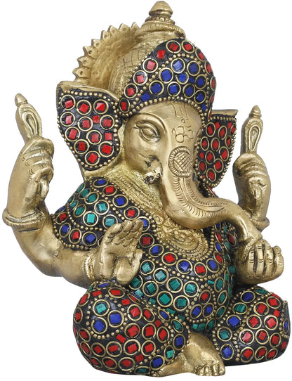 Brassaura™ Brass Ganesha Statue | Height 6 Inches & Weight 1.50 kgs