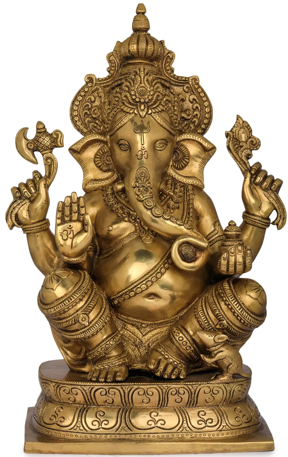 Brassaura™ Solid Brass Ganesha Idol for Home Temple & Pooja Room Decor | 16 Inches | 12.50 kgs