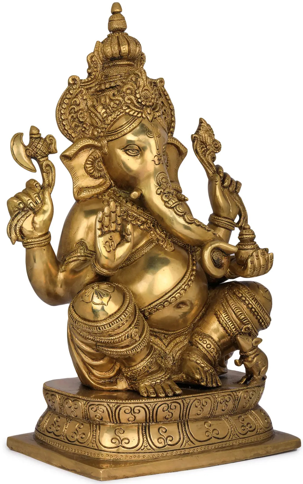 Brassaura™ Solid Brass Ganesha Idol for Home Temple & Pooja Room Decor | 16 Inches | 12.50 kgs